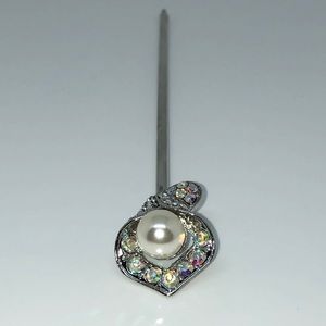 Cala Lily Pearl(12mm) & Rhinestone Hair Stick 6"